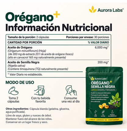 Aceite de oregano 6000 mg con comino negro